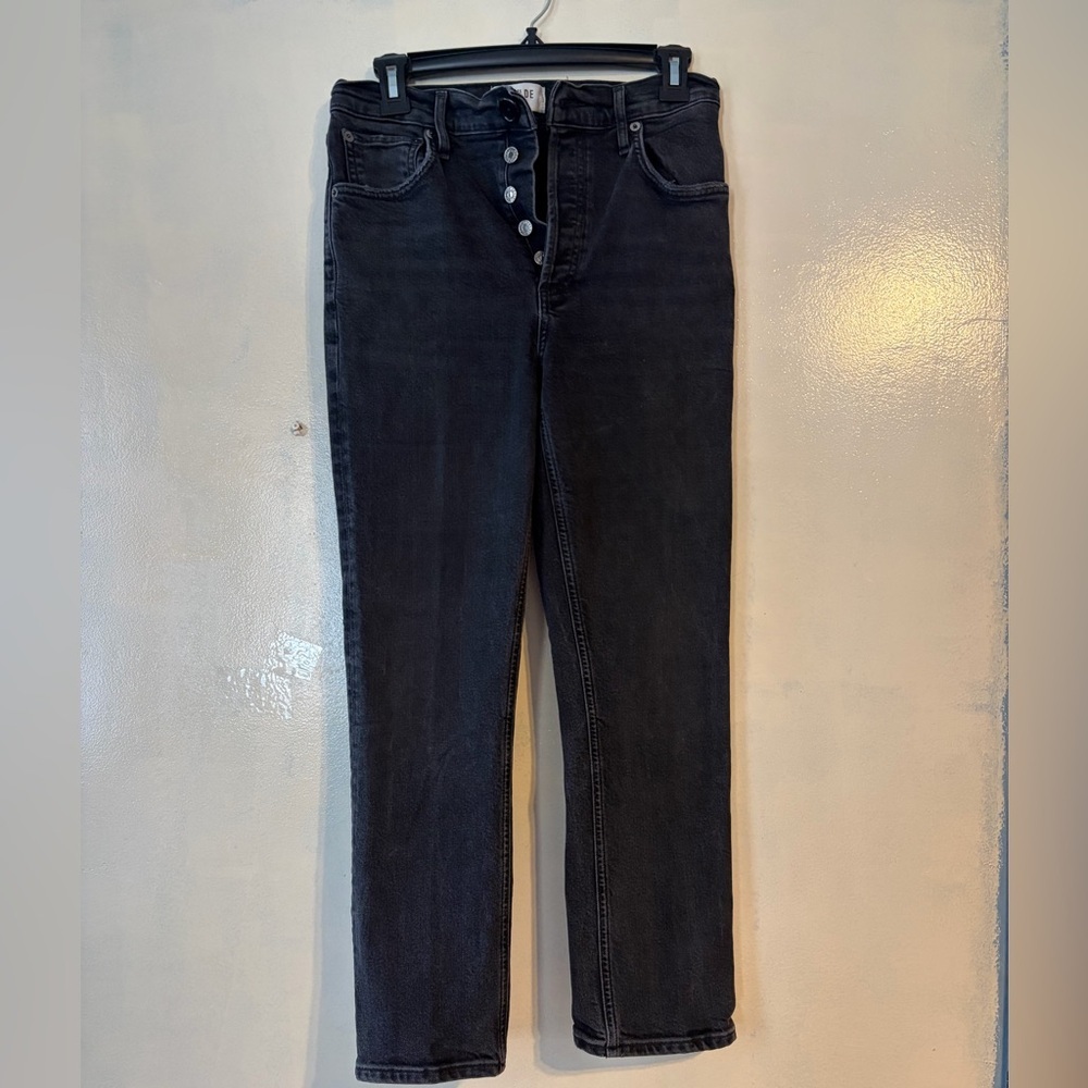 AGOLDE black wash button fly straight leg pants size 27 organic cotton blend